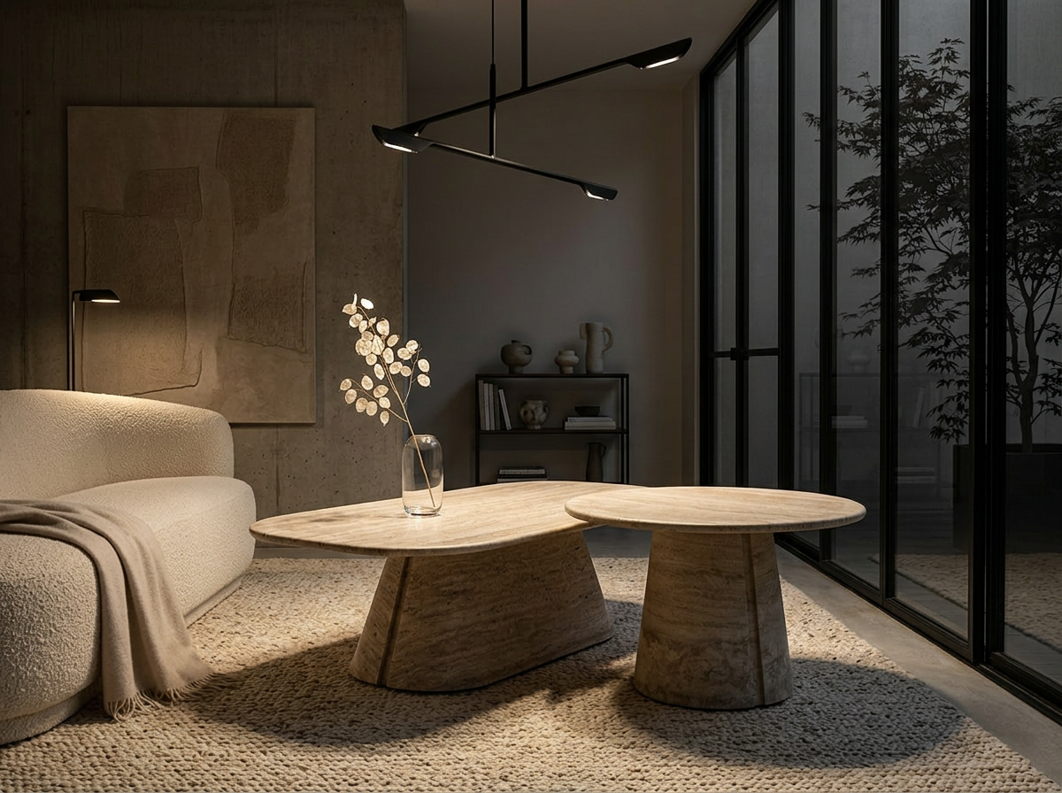 FORMA DUO CENTER TABLE Ø70 x H46 cm - 130 x 70 x H39 cm